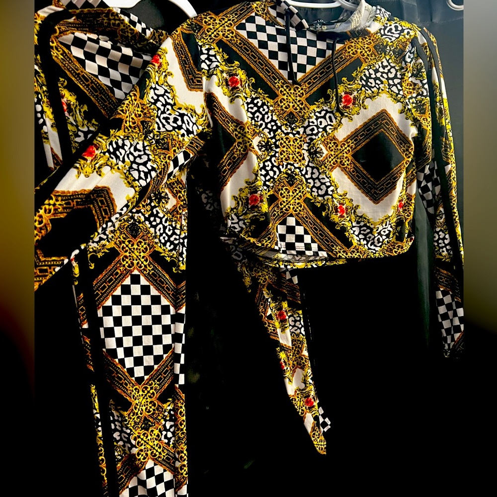 Size small hooded blouse with matching leggings